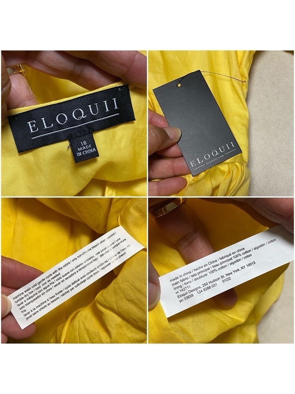 Eloquii Dress Women’s Size 16 Yellow Bubble hem Puff Sleeve Mini Dress NWT - Picture 9 of 15